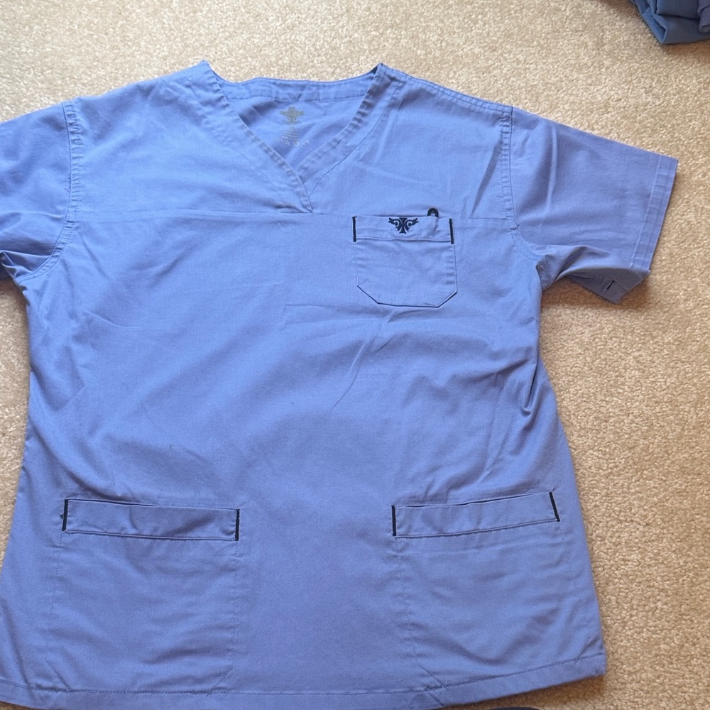 Med Couture Blue Scrub Top